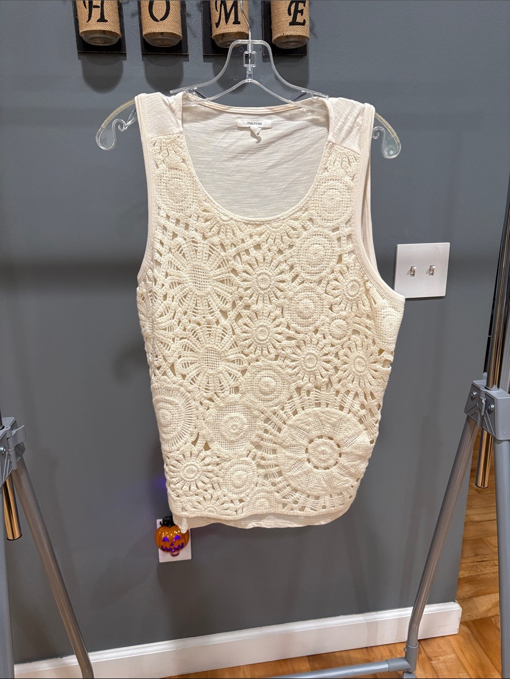 Maurices Cream Crochet Floral Tank Top